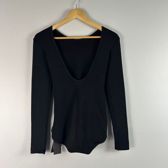 Osklen black ribbed long-sleeve bodysuit Medium - Picture 2 of 7